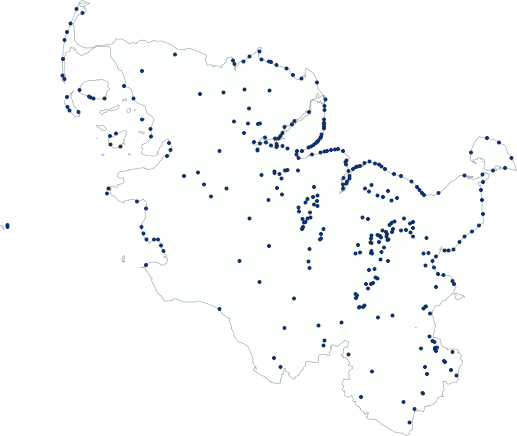 Karte der 330 offiziellen Badestellen in Schleswig-Holstein