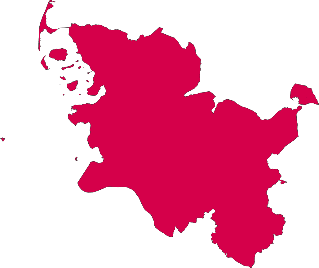 Karte mit dem Umriss Schleswig-Holsteins