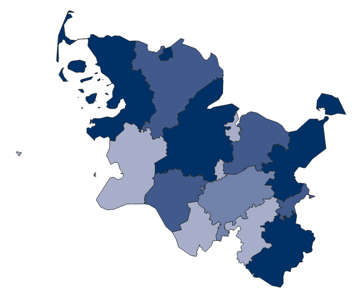 Karte der Kreise in Schleswig-Holstein