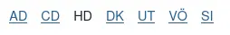 sieben unterstrichne Abkürzungen: AD CD HD DK UT VÖ SI